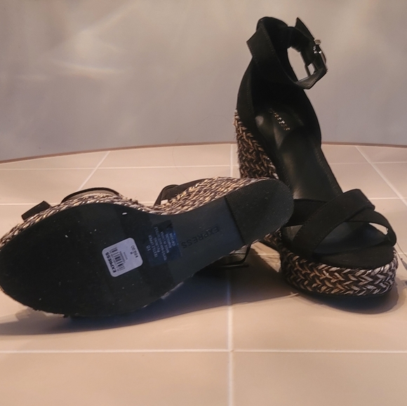 Express Black Faux Suede Wedge - Picture 5 of 5